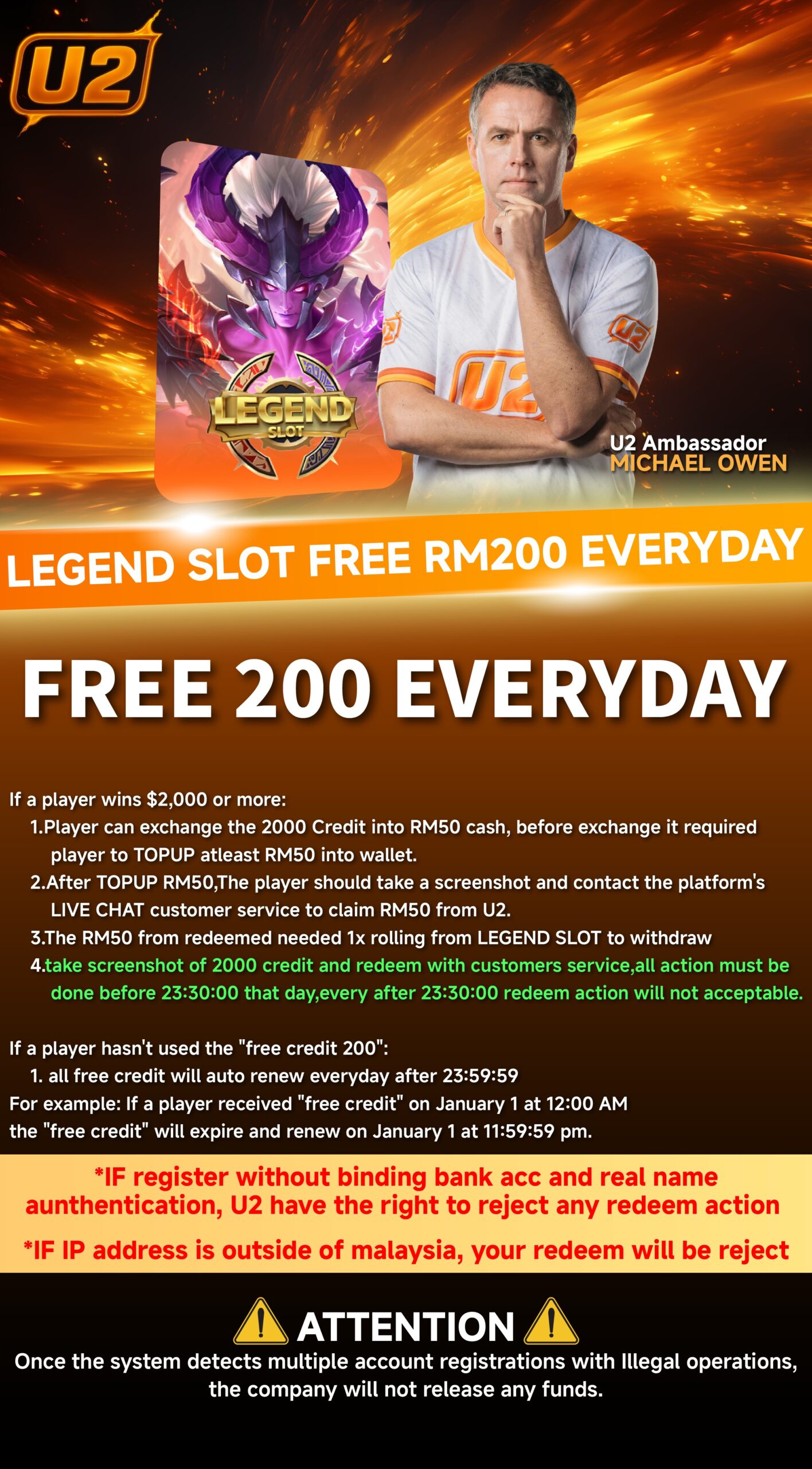Legend Slot free RM200 daily promotion